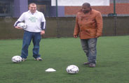 John Barnes takes a penalty