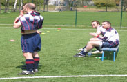 Players look on at the eurofootballfives.com 2007 Krakow Trophy 5-a-side football tournament